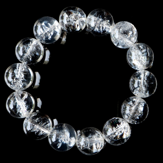 アイリスクォーツ 人工クラック 虹入り 水晶 ブレスレット 16mm 天然石