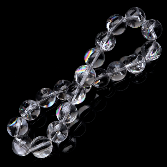 水晶 ブレスレット アイリスクォーツ 天然 虹入り 10mm