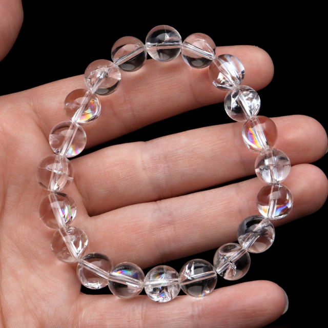 水晶 ブレスレット アイリスクォーツ 天然 虹入り 10mm レインボー 天然石 パワーストーン