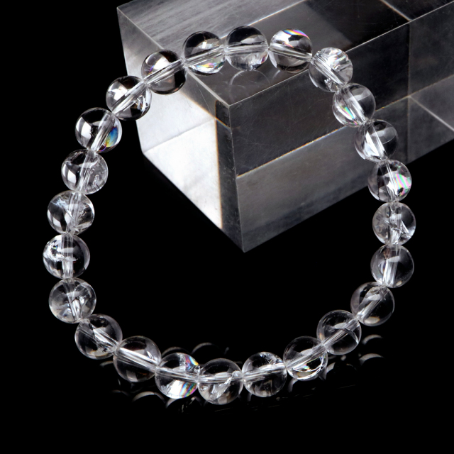 水晶 ブレスレット アイリスクォーツ 天然 虹入り 8mm レインボー 天然石 パワーストーン