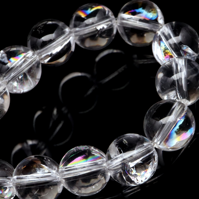 水晶 ブレスレット アイリスクォーツ 天然 虹入り 8mm レインボー 天然石 パワーストーン