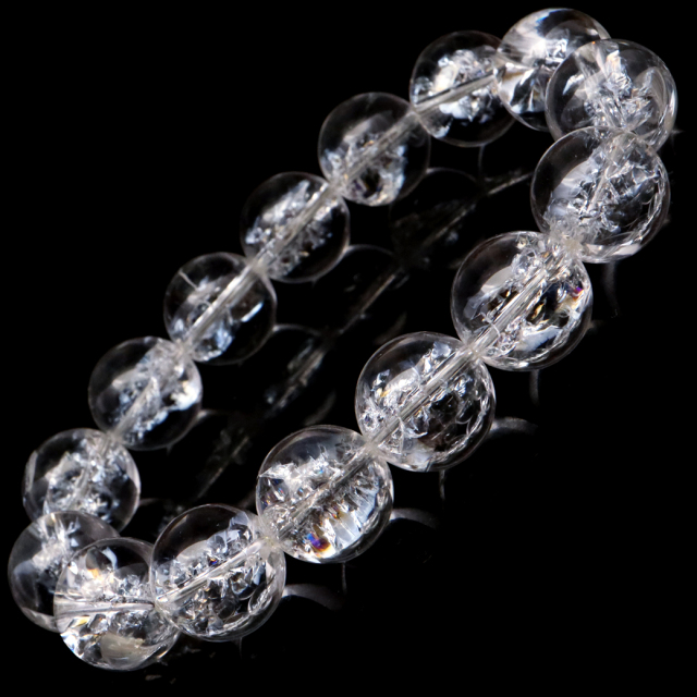 アイリスクォーツ 人工クラック ブレスレット 14mm 天然石 パワーストーン 虹入り 水晶 母の日 ホワイトデー プレゼント お返し