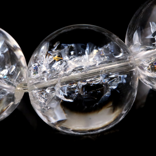 アイリスクォーツ 人工クラック ブレスレット 14mm 天然石 パワーストーン 虹入り 水晶 母の日 ホワイトデー プレゼント お返し