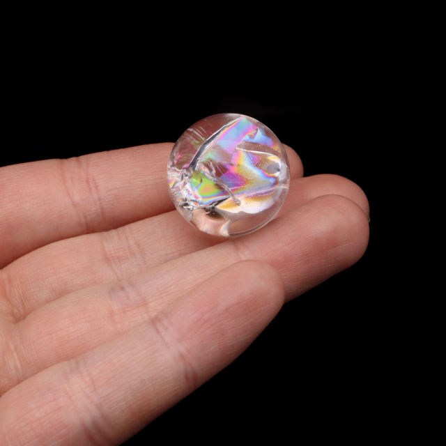 アイリスクォーツ 丸玉 水晶 虹入り AA+ 天然 直径約23mm 台座