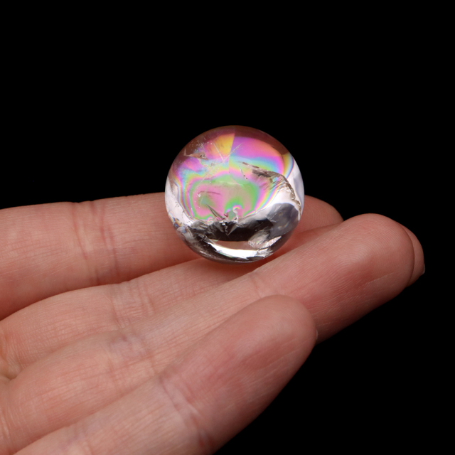 アイリスクォーツ 丸玉 水晶 虹入り AA 天然 台座付き レインボー パワーストーン 天然石