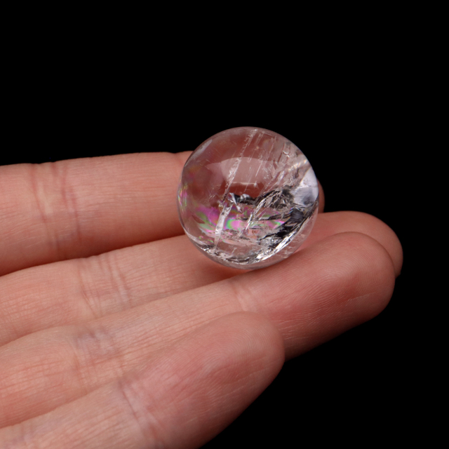 アイリスクォーツ 丸玉 水晶 虹入り AA 天然 台座付き レインボー パワーストーン 天然石