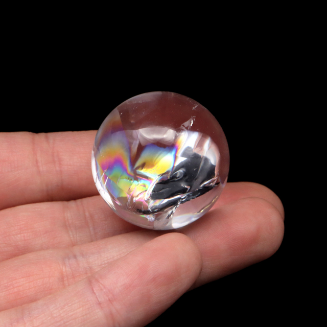 アイリスクォーツ 丸玉 水晶 虹入り AA 天然 台座付き レインボー パワーストーン 天然石 1点もの 置き物 玉 球 本物 風水
