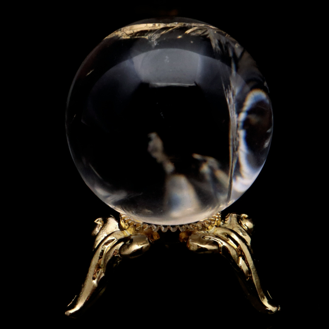 アイリスクォーツ 丸玉 水晶 虹入り AA 天然 直径約23mm 台座付き レインボー パワーストーン 天然石
