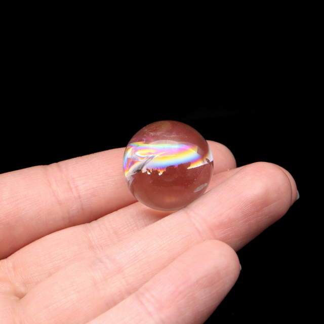 アイリスクォーツ 丸玉 水晶 虹入り AA 天然 直径約22mm 台座付き レインボー パワーストーン 天然石