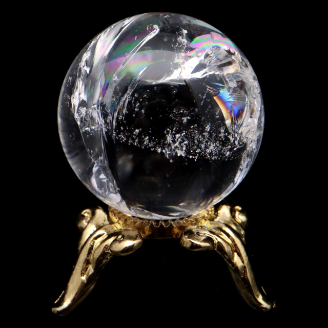 アイリスクォーツ 丸玉 水晶 虹入り AA 天然 直径約22mm 台座付き レインボー パワーストーン 天然石