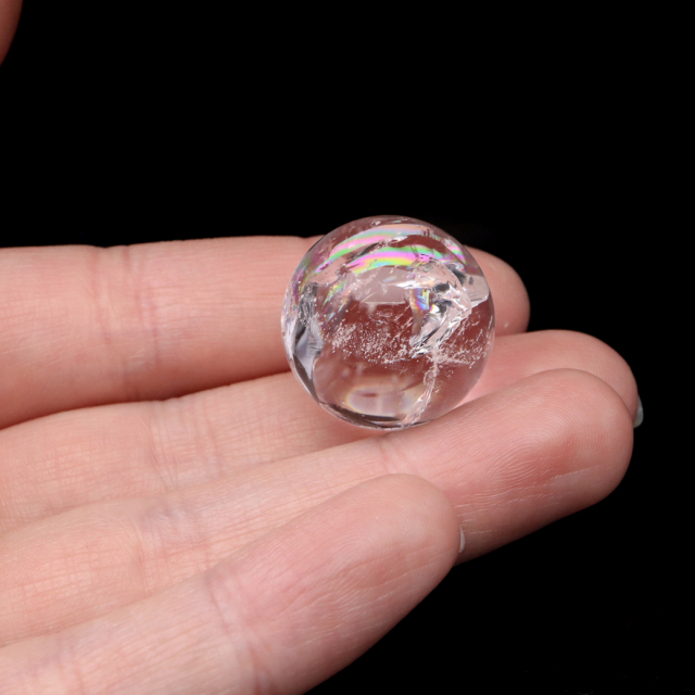 アイリスクォーツ 丸玉 水晶 虹入り AA 天然 直径約22mm 台座付き レインボー パワーストーン 天然石