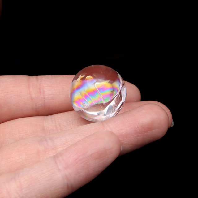 アイリスクォーツ 丸玉 水晶 虹入り AA 天然 直径約23mm 台座付き レインボー パワーストーン 天然石