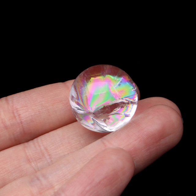 アイリスクォーツ 丸玉 水晶 虹入り AA 天然 直径約22mm 台座付き レインボー パワーストーン 天然石