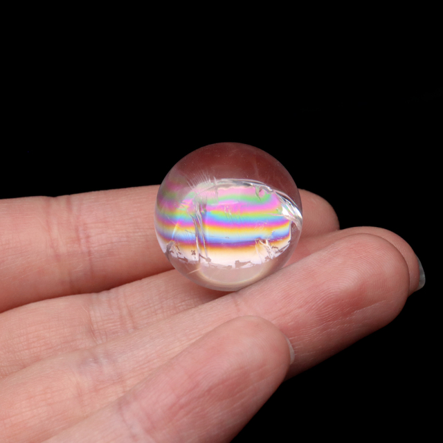 アイリスクォーツ 丸玉 水晶 虹入り AA 天然 直径約23mm 台座付き レインボー パワーストーン 天然石