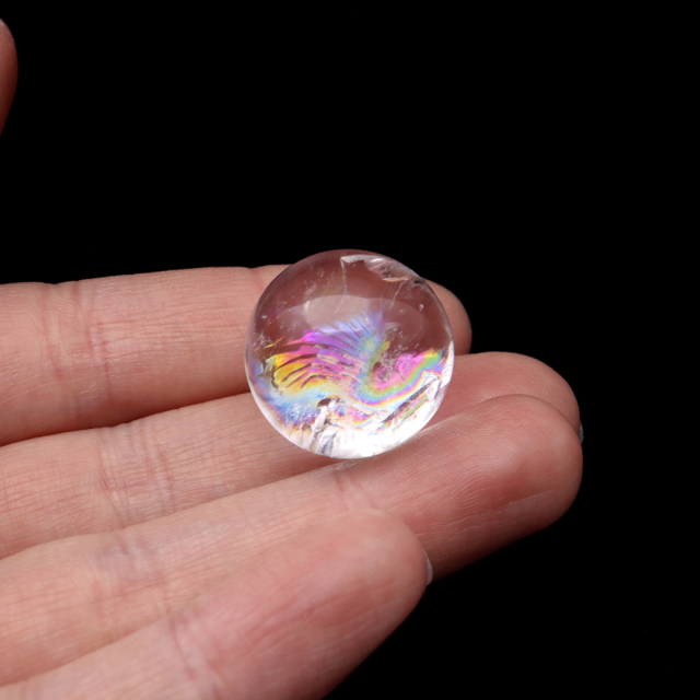 アイリスクォーツ 丸玉 水晶 虹入り AA 天然 直径約22mm 台座付き レインボー パワーストーン 天然石