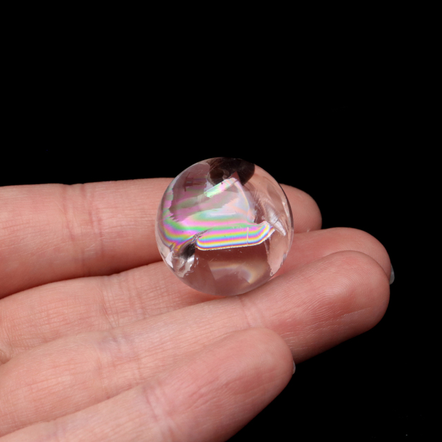 アイリスクォーツ 丸玉 水晶 虹入り AA 天然 直径約24mm 台座付き レインボー パワーストーン 天然石