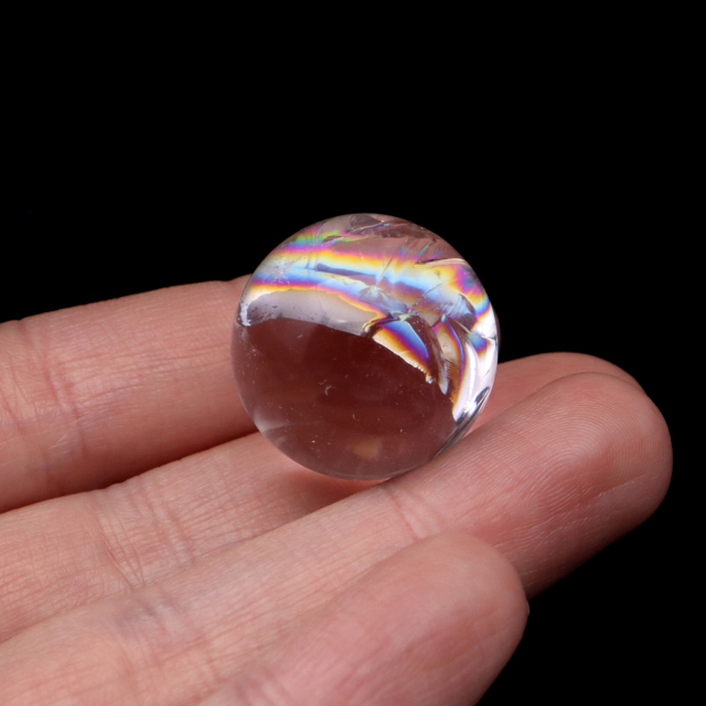 アイリスクォーツ 丸玉 水晶 虹入り AA 天然 直径約23mm 台座付き レインボー パワーストーン 天然石