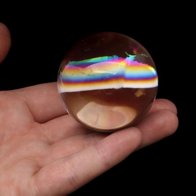 アイリスクォーツ 丸玉 水晶 虹入り AAA 天然 直径約52mm 座布団付き レインボー パワーストーン 天然石