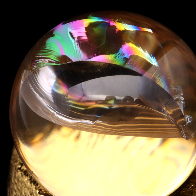 アイリスクォーツ 丸玉 水晶 虹入り AAA 天然 直径約50mm 座布団付き レインボー パワーストーン 天然石