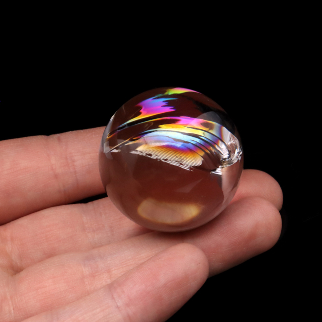 アイリスクォーツ 丸玉 水晶 虹入り AAA 天然 直径約36mm 座布団付き レインボー パワーストーン 天然石