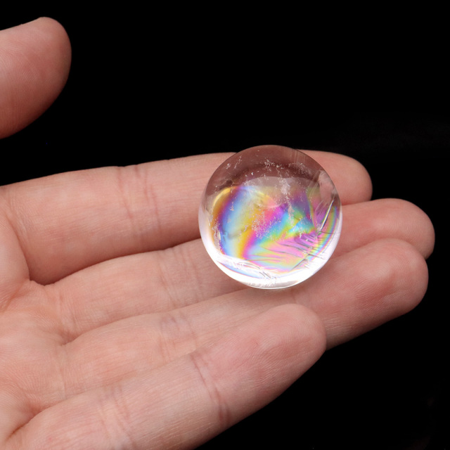 アイリスクォーツ 丸玉 水晶 虹入り AA 天然 台座付き レインボー パワーストーン 天然石
