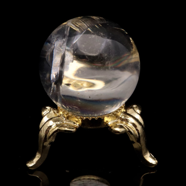アイリスクォーツ 丸玉 水晶 虹入り AA 天然 台座付き レインボー パワーストーン 天然石