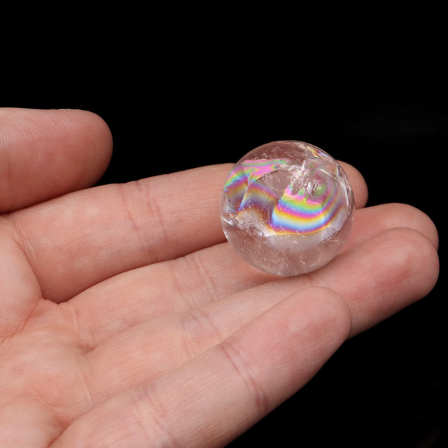アイリスクォーツ 丸玉 水晶 虹入り AA 天然 台座付き レインボー パワーストーン 天然石