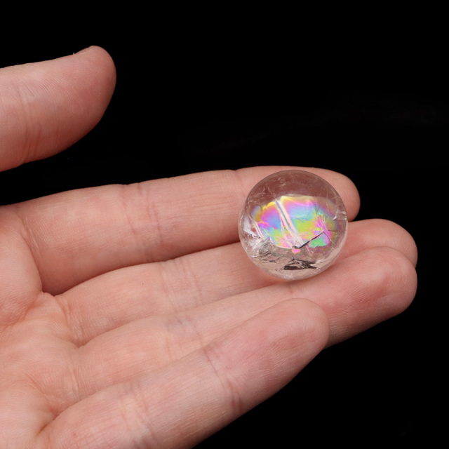 アイリスクォーツ 丸玉 水晶 虹入り AA 天然 台座付き レインボー パワーストーン 天然石