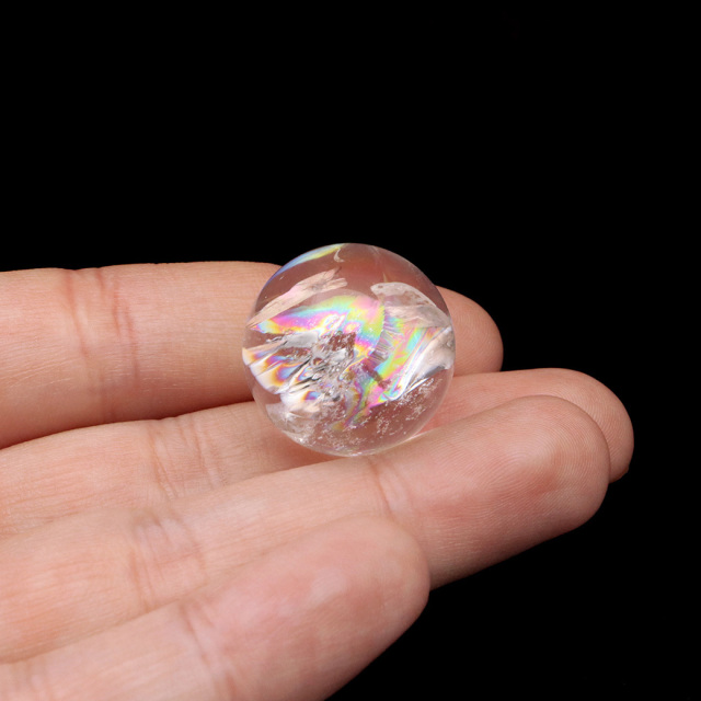 アイリスクォーツ 丸玉 水晶 虹入り 天然 台座付き レインボー パワーストーン 天然石