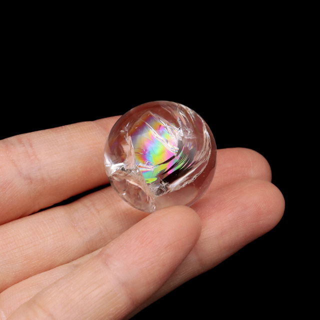 アイリスクォーツ 丸玉 水晶 虹入り 天然 台座付き レインボー パワーストーン 天然石