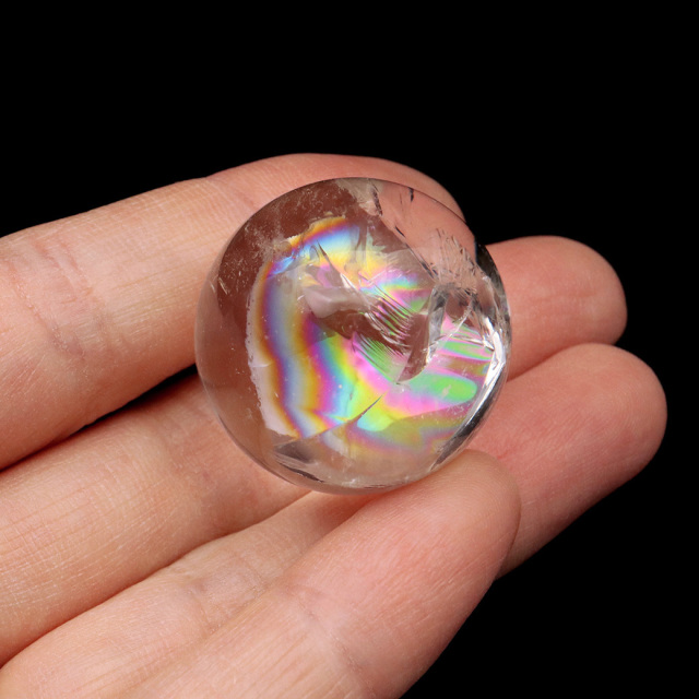 アイリスクォーツ 丸玉 水晶 虹入り 天然 台座付き レインボー パワーストーン 天然石