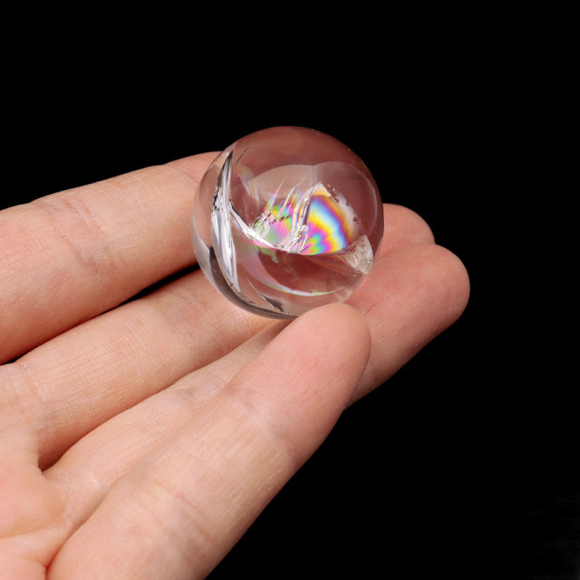 アイリスクォーツ 丸玉 水晶 虹入り 天然 台座付き レインボー パワーストーン 天然石