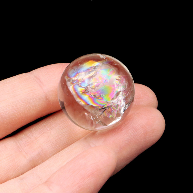 アイリスクォーツ 丸玉 水晶 虹入り 天然 台座付き レインボー パワーストーン 天然石