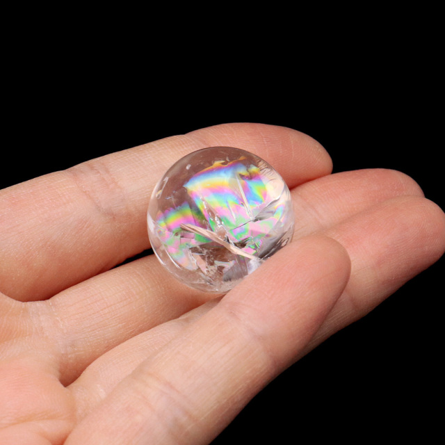 アイリスクォーツ 丸玉 水晶 虹入り 天然 台座付き レインボー パワーストーン 天然石