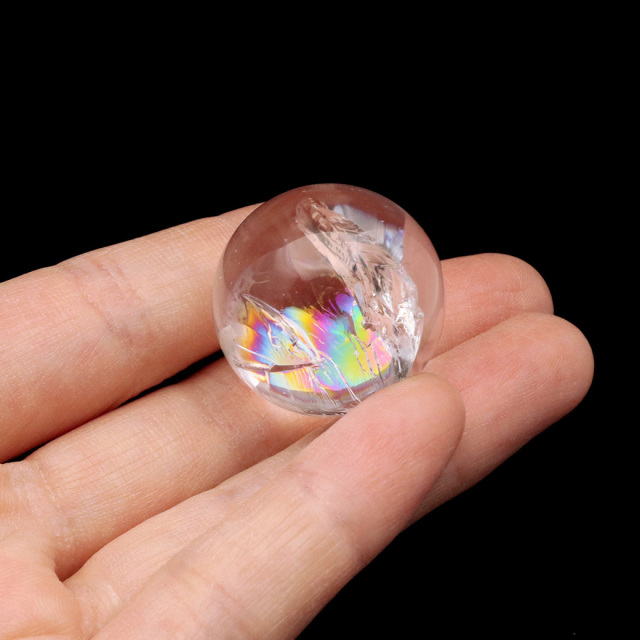 アイリスクォーツ 丸玉 水晶 虹入り 天然 台座付き レインボー パワーストーン 天然石