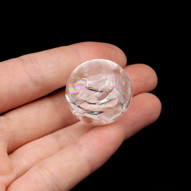 アイリスクォーツ 丸玉 水晶 虹入り 天然 台座付き レインボー パワーストーン 天然石