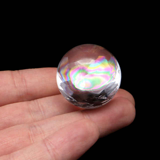 アイリスクォーツ 丸玉 水晶 虹入り AA 天然 台座付き レインボー パワーストーン 天然石 1点もの 置き物 玉 球 本物 風水
