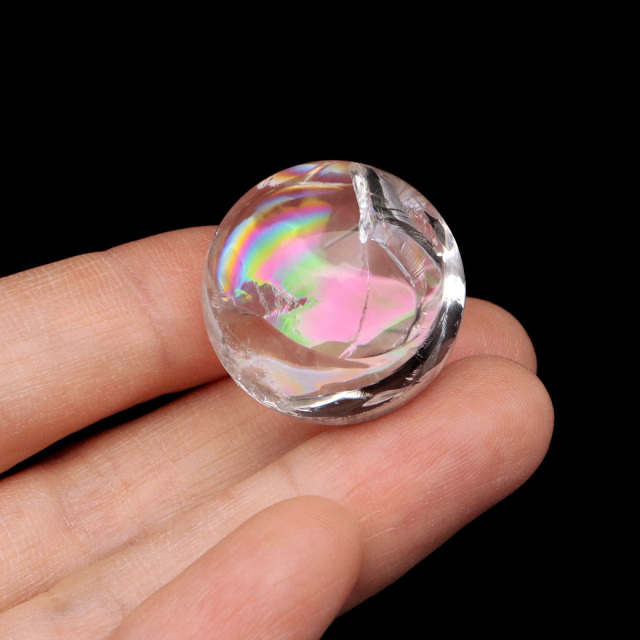 アイリスクォーツ 丸玉 水晶 虹入り 天然 台座付き レインボー パワーストーン 天然石