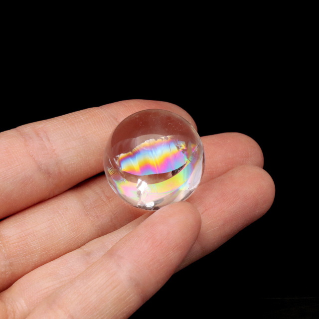 アイリスクォーツ 丸玉 水晶 虹入り 天然 台座付き レインボー パワーストーン 天然石