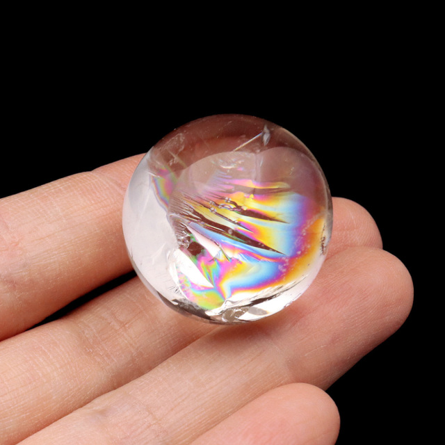 アイリスクォーツ 丸玉 水晶 虹入り 天然 台座付き レインボー パワーストーン 天然石