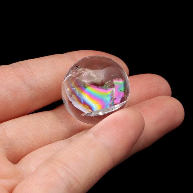 アイリスクォーツ 丸玉 水晶 虹入り 天然 台座付き レインボー パワーストーン 天然石