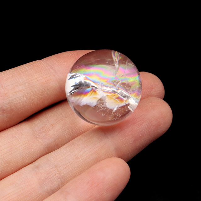 アイリスクォーツ 丸玉 水晶 虹入り 天然 台座付き レインボー パワーストーン 天然石