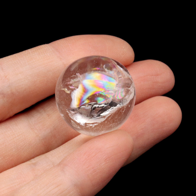 アイリスクォーツ 丸玉 水晶 虹入り 天然 台座付き レインボー パワーストーン 天然石