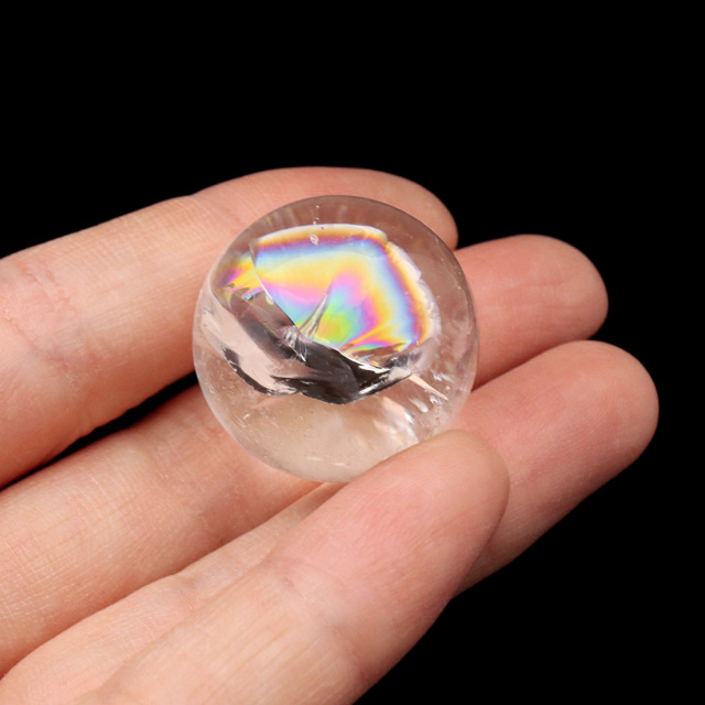 アイリスクォーツ 丸玉 水晶 虹入り 天然 台座付き レインボー パワーストーン 天然石
