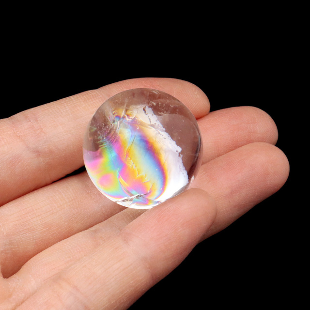 アイリスクォーツ 丸玉 水晶 虹入り 天然 台座付き レインボー パワーストーン 天然石