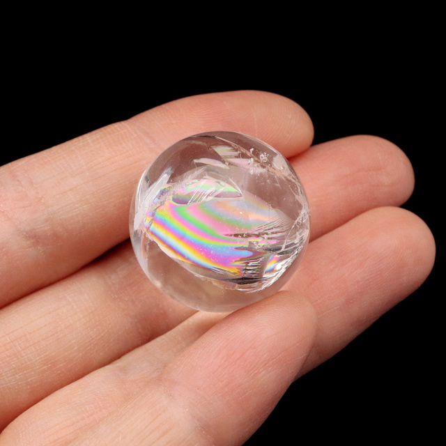 アイリスクォーツ 丸玉 水晶 虹入り 天然 台座付き レインボー パワーストーン 天然石