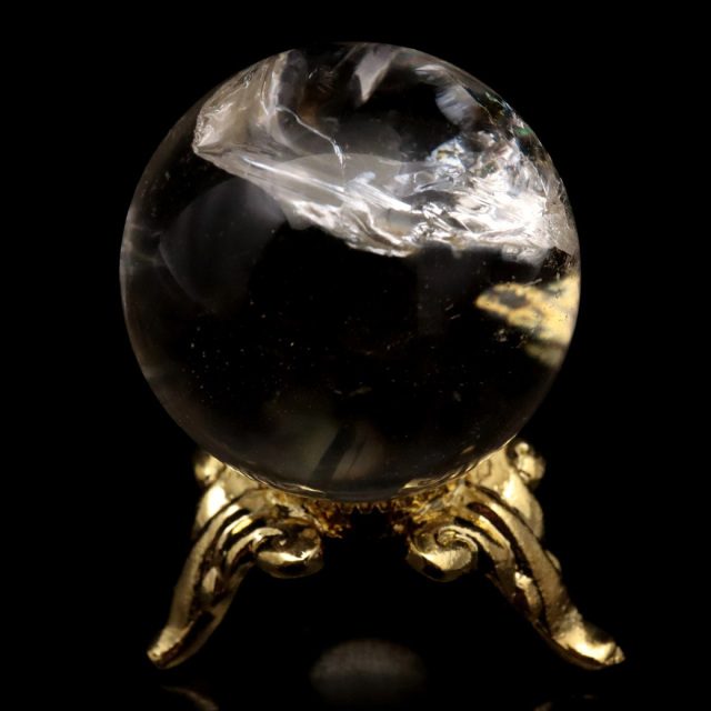 アイリスクォーツ 丸玉 水晶 虹入り 天然 台座付き レインボー パワーストーン 天然石