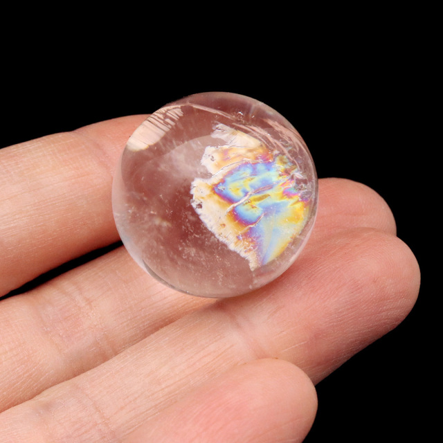 アイリスクォーツ 丸玉 水晶 虹入り 天然 台座付き レインボー パワーストーン 天然石
