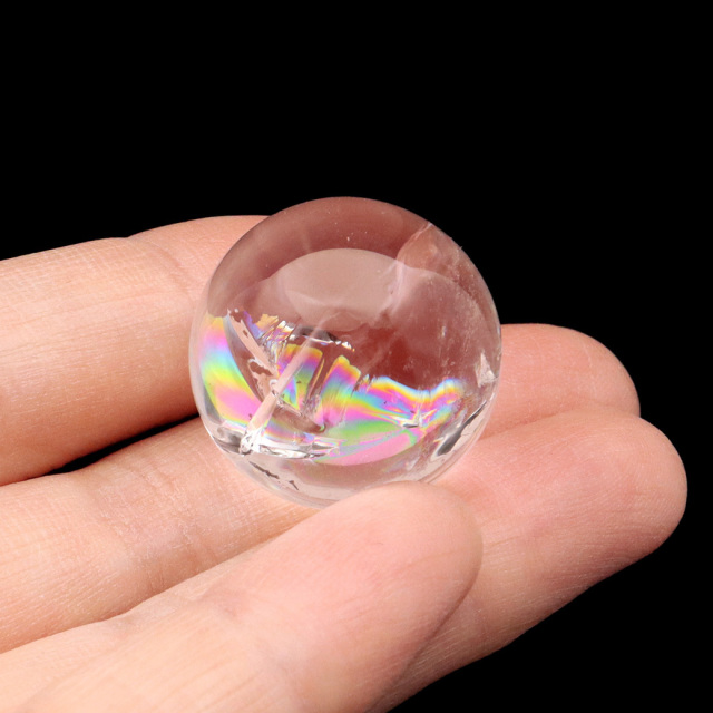 アイリスクォーツ 丸玉 水晶 虹入り 天然 台座付き レインボー パワーストーン 天然石