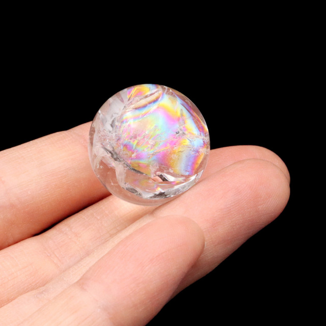 アイリスクォーツ 丸玉 水晶 虹入り 天然 台座付き レインボー パワーストーン 天然石